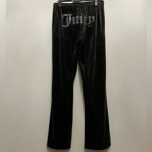 Juicy Couture Diamond Logo Black Velvet Pajama/Track Pants, size M